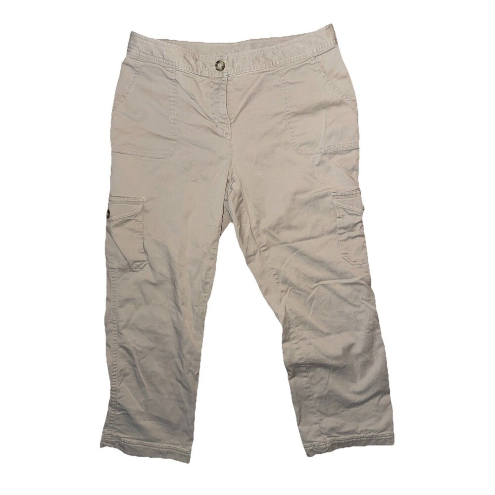 L.L. Bean Womens Size 12 Petite Favorite Fit Tan Flannel Lined Cargo Pants